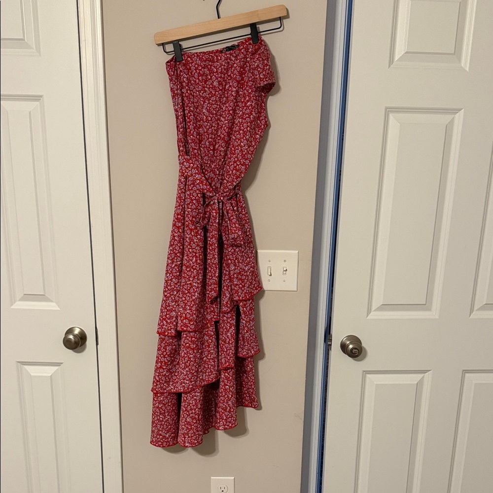 Amazon Women's One Shoulder Floral Dress in Red